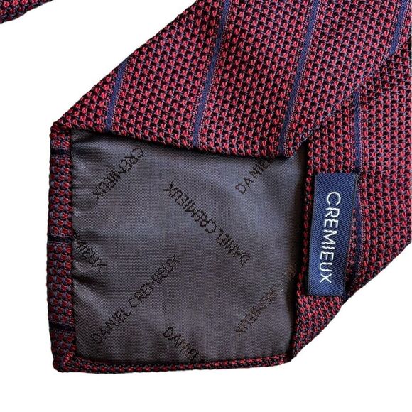 Daniel Cremieux Sevenfold 100% Silk Red Blue Tie Made in Italy - Picture 5 of 6